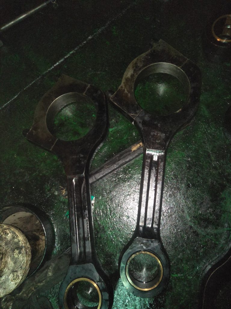 Connecting Rod of Yanmar Engine Ready for Inspection Before Reconditioning