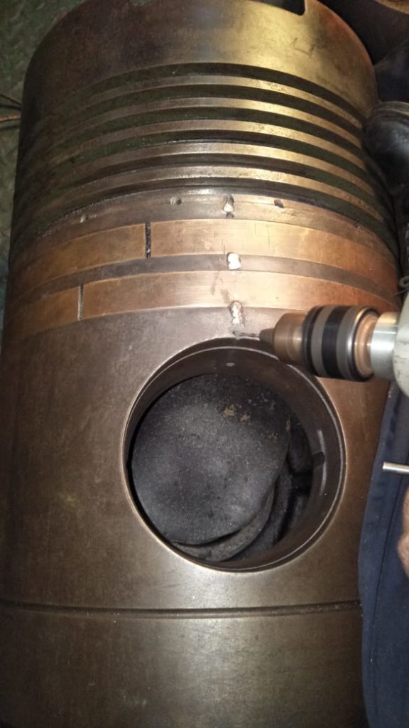 Metal Stitching of Piston Under Process