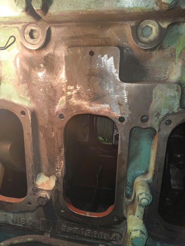 Engine block window after repair